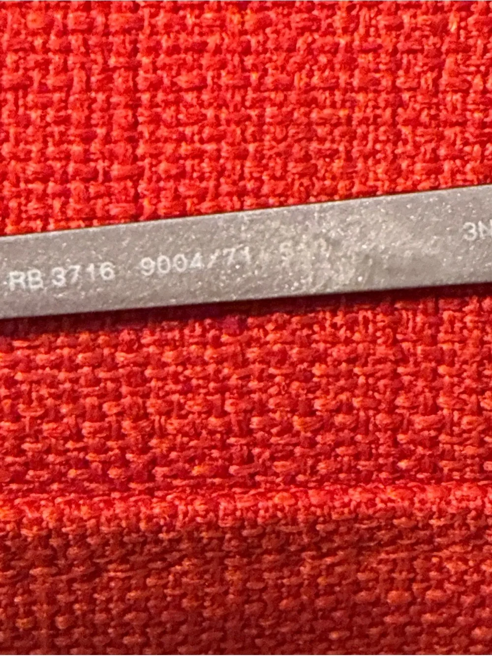 Ray-Ban Sunglass Temple Arm in Silver with Red Background